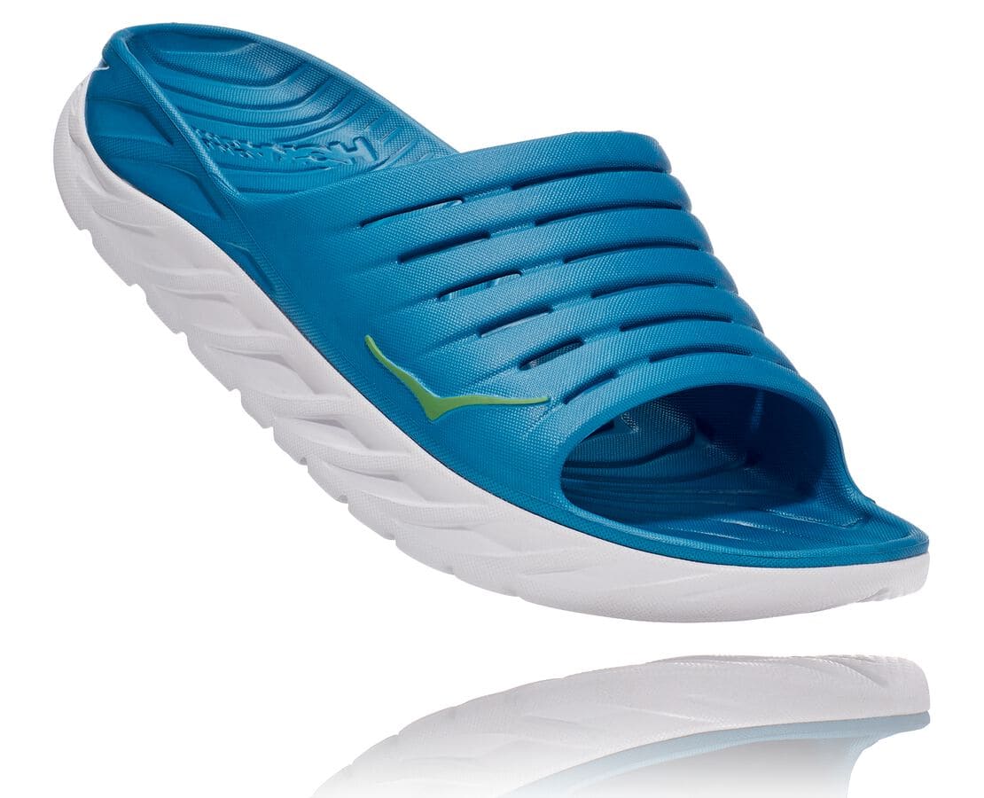 Hoka One One Ora Recovery Slide South Africa - Mens Recovery Sandals - Blue / Green,JXAWU-9743